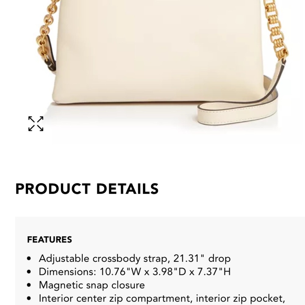 Tory Burch Gold lily chain Crossbody New Cream color near perfect